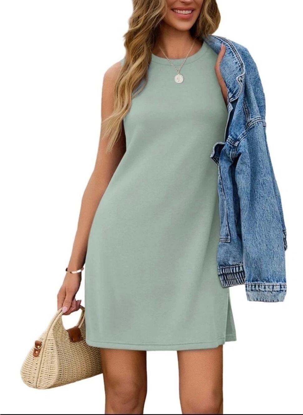 NWT Sampeel Sleeveless Knit Dress size M sage green